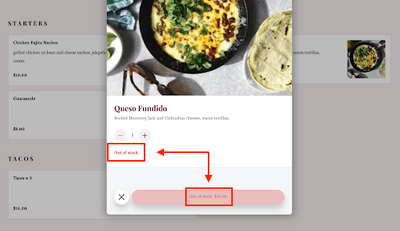 When 86ing an item (marking as unavailable for sale) from the Square for Restaurants app, the changes will automatically sync with your Square Online store