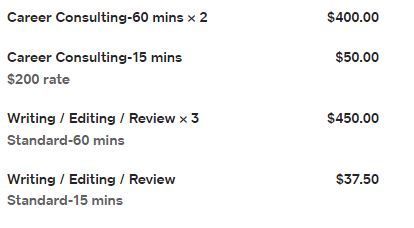 Example of how I have to break out fractions of time spent for one client, when charging different fees for different services.