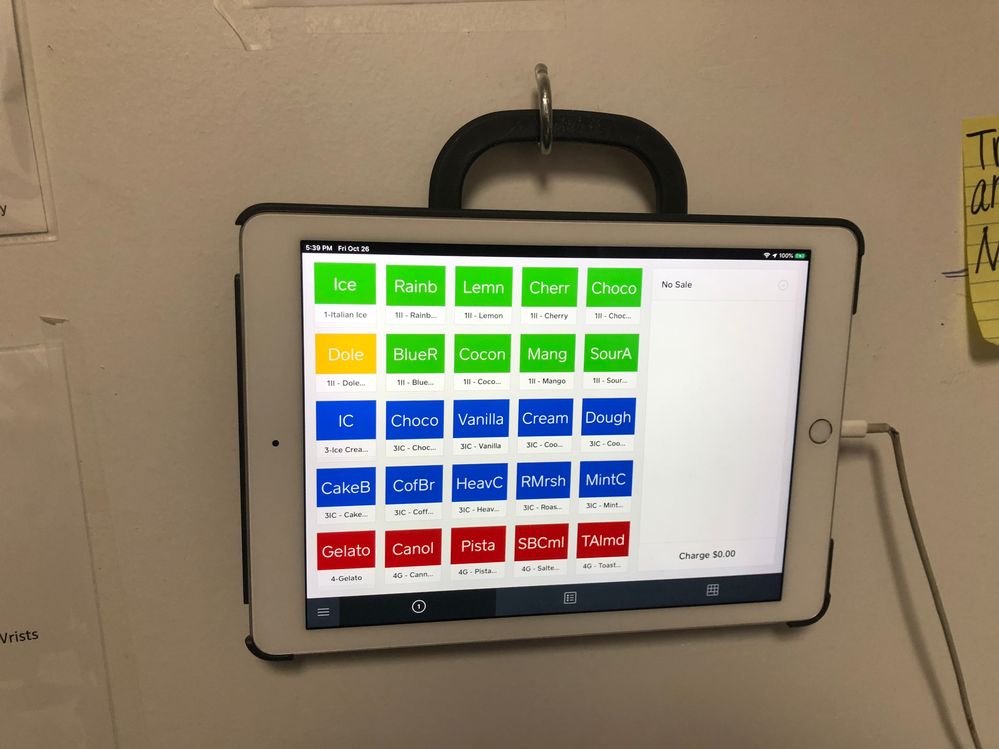 Another iPad mounted on the wall in our Work Area with a Second Location set up for Inventory of Tubs