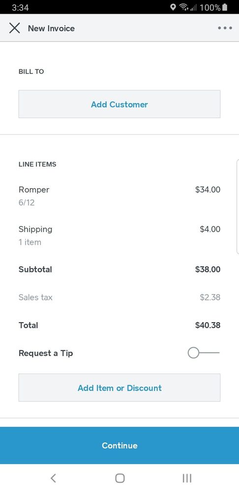 item + shipping + tax = correct